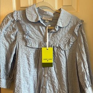 Sandy Liang Light Blue Checkered Dress